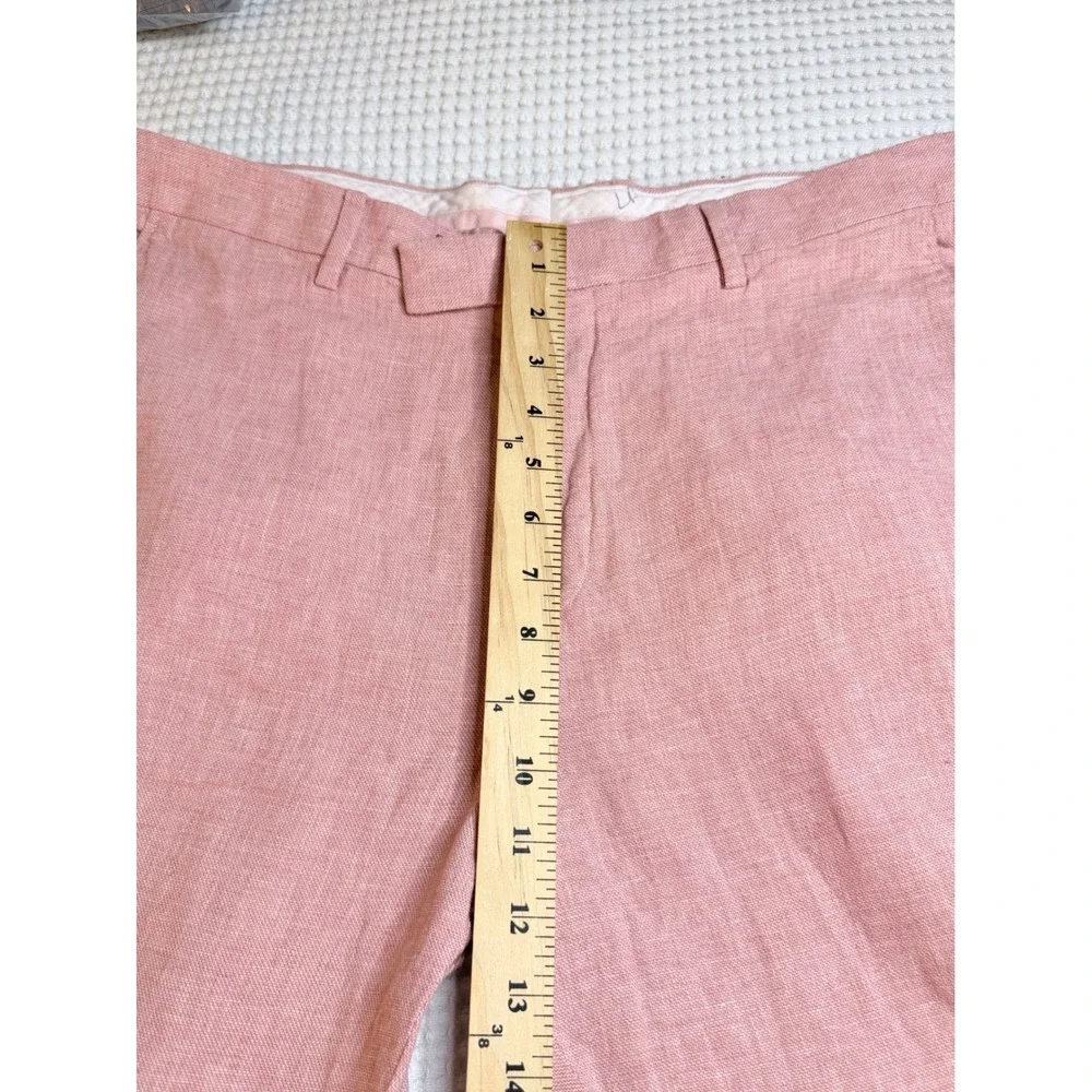 Ted Baker Trousers Mens 34R Pink Linen Blend Slim Fit Damaskt Chinos